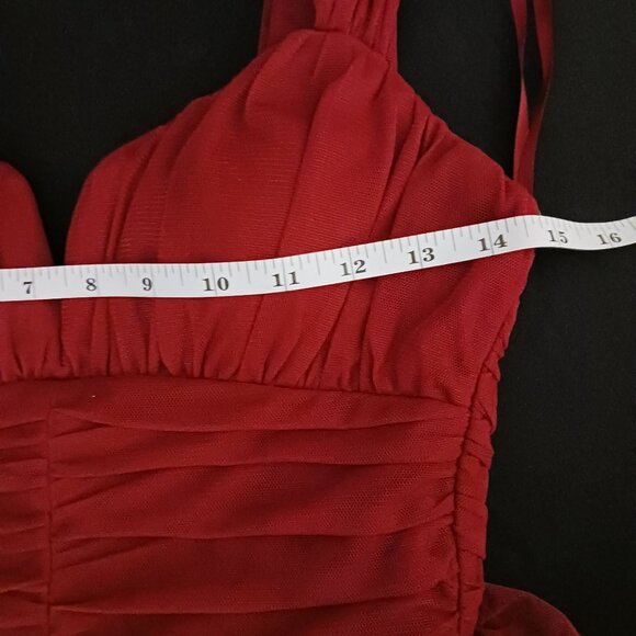 City Studio Juniors Emma Mesh Padded Bust Evening Dress in Merlot Red,‎ Size 3 - Picture 7 of 13